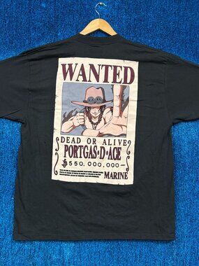 Portgas D Ace Wanted Dead or Alive Poster One Piece Tee XL